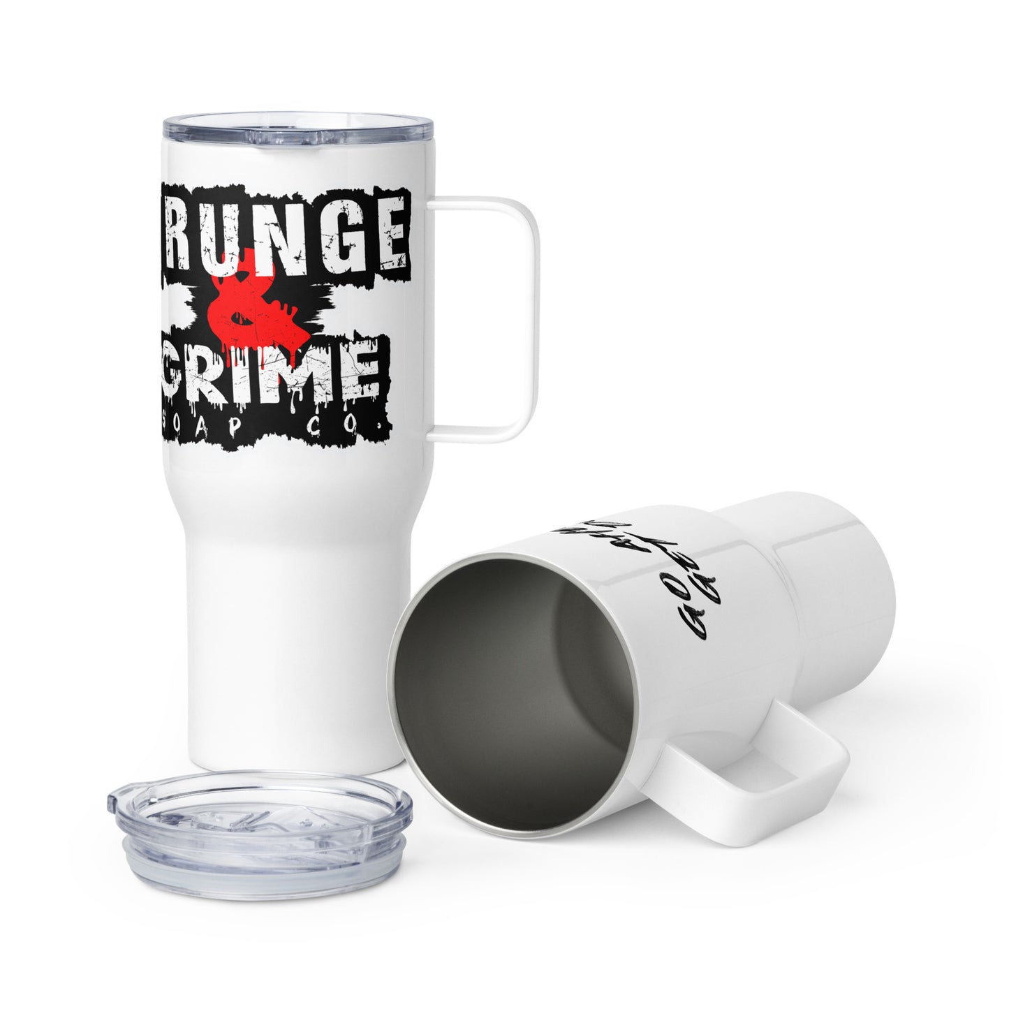 Travel mug with a handle
